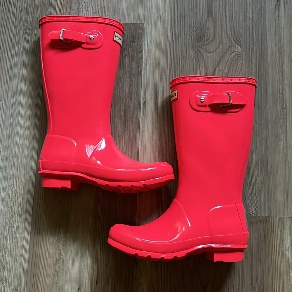 Hunter The Original Kids Gloss Wellington Rain Boot Pink Youth Kids